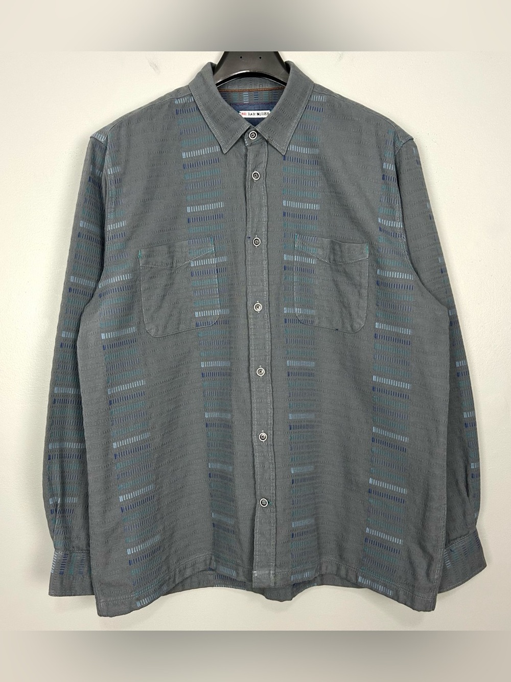 32 Bar Blues Woven Cotton Jacquard Shirt Men’s Size XL Western Button Up Rugged